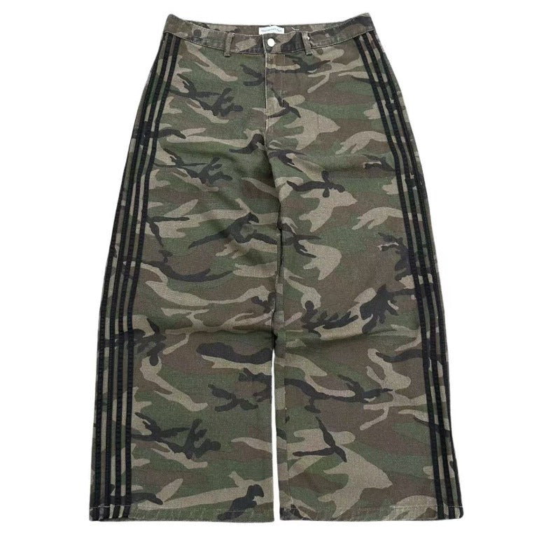 Striped Camo Denim Jeans