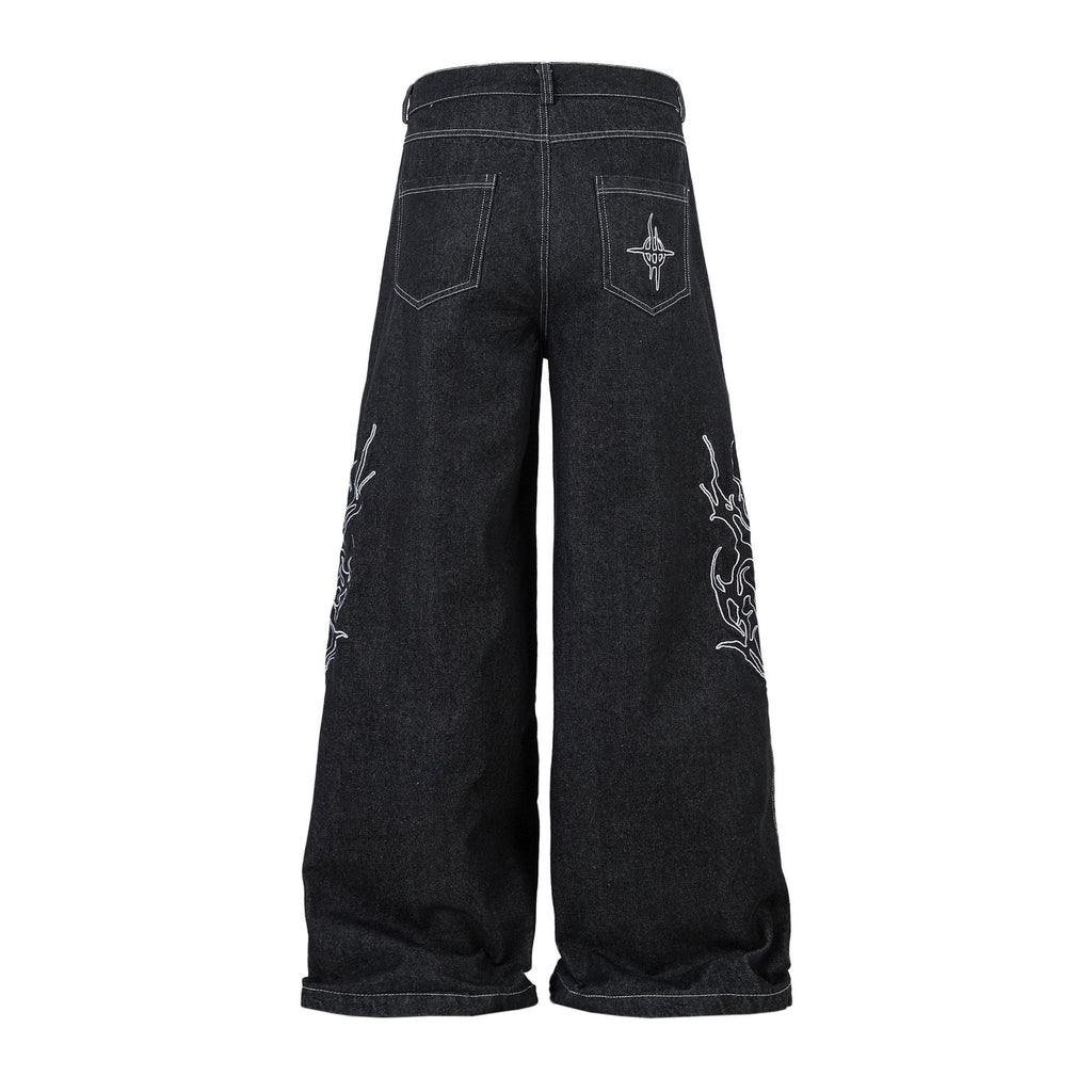 Retro Embroidered Denim Baggy Jeans