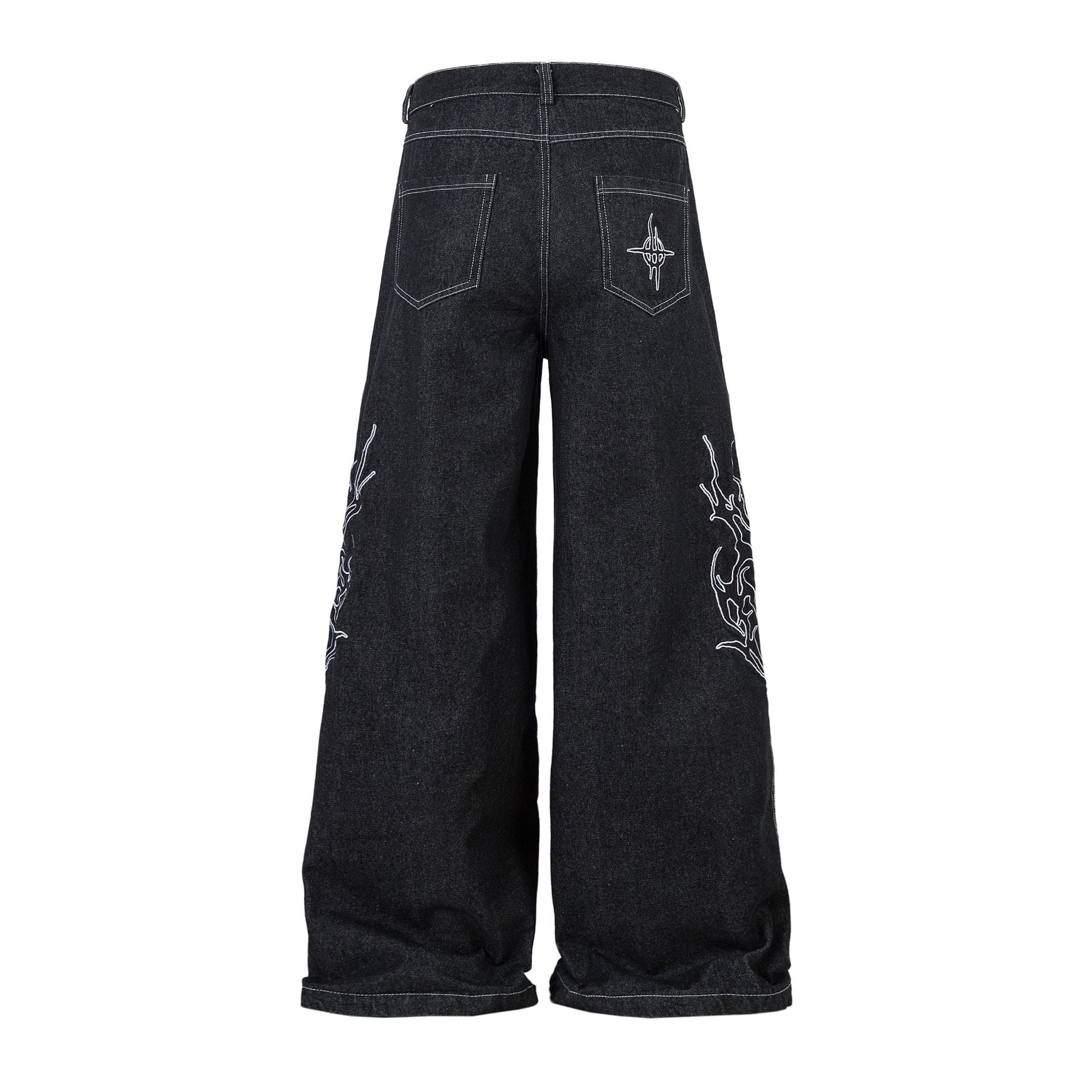 Retro Embroidered Denim Baggy Jeans