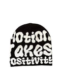 "Motion Takes Positivity" Retro Knitted Beanie