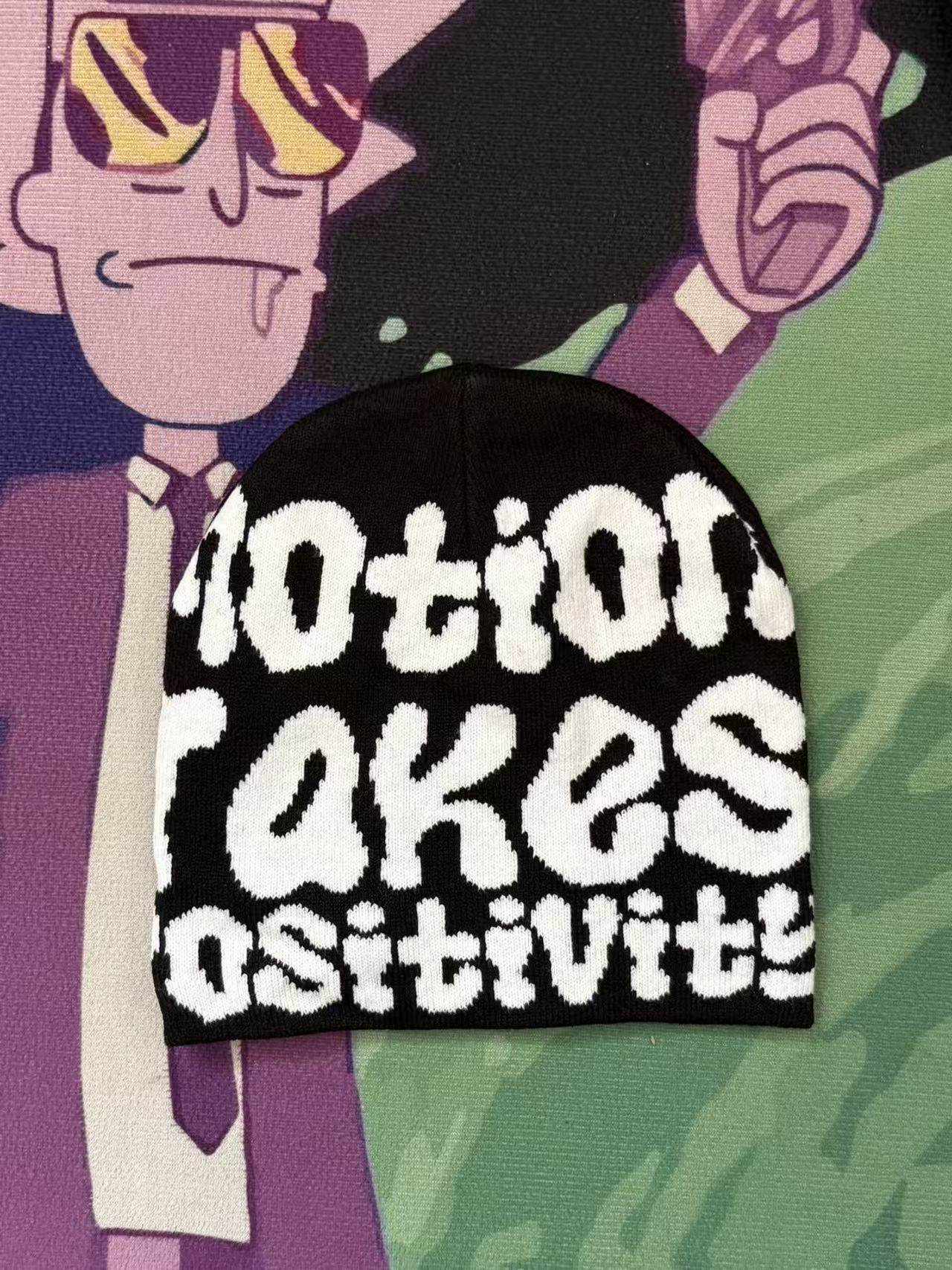 "Motion Takes Positivity" Retro Knitted Beanie