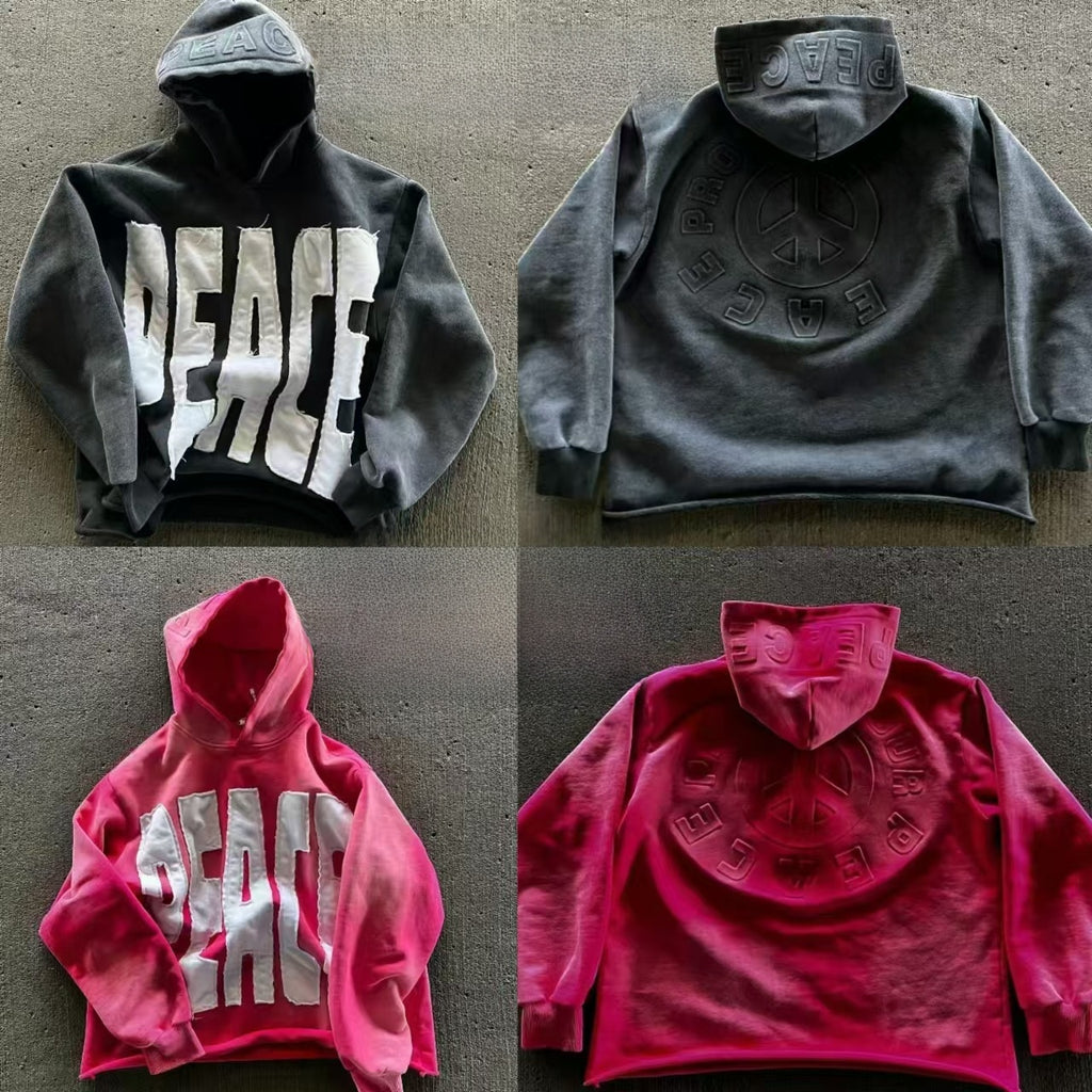 Embroidered PEACE Zip Hoodie