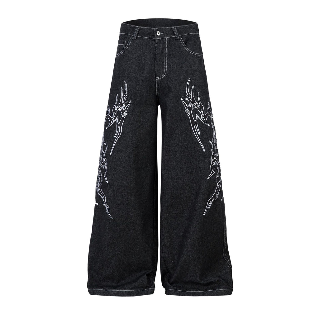 Retro Embroidered Denim Baggy Jeans