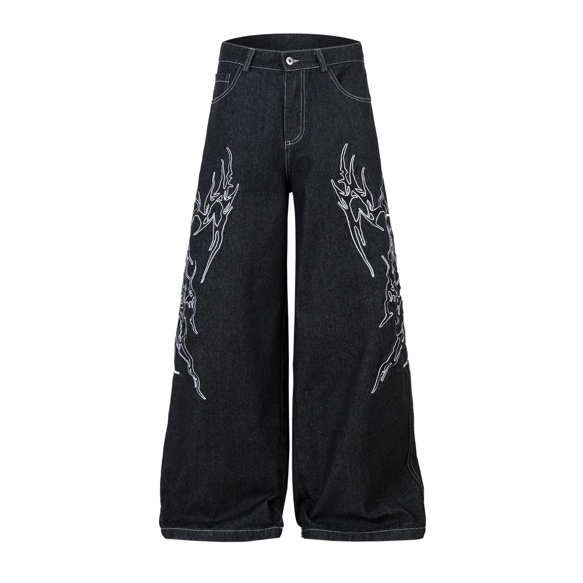 Retro Embroidered Denim Baggy Jeans