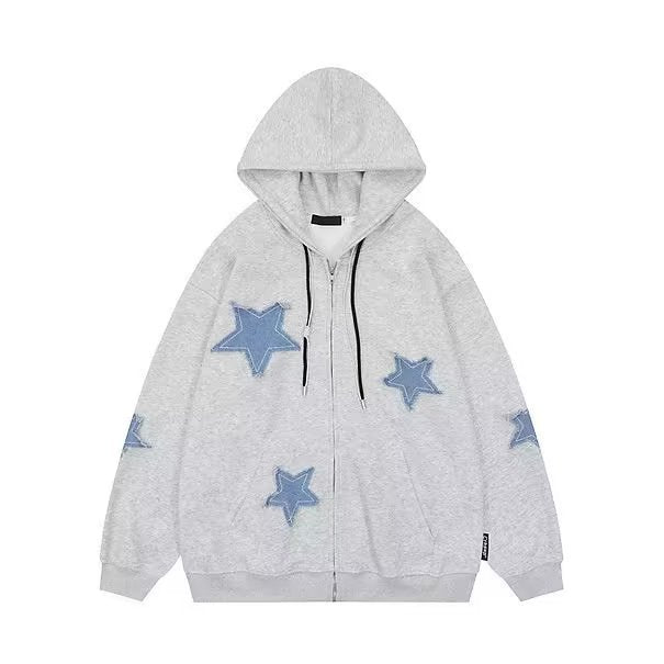 Star Patchwork Zip Hoodie
