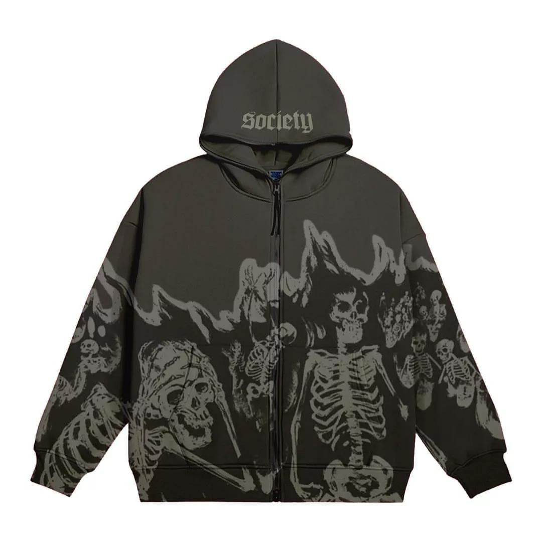 Burned Skull Society Zip Hoodie