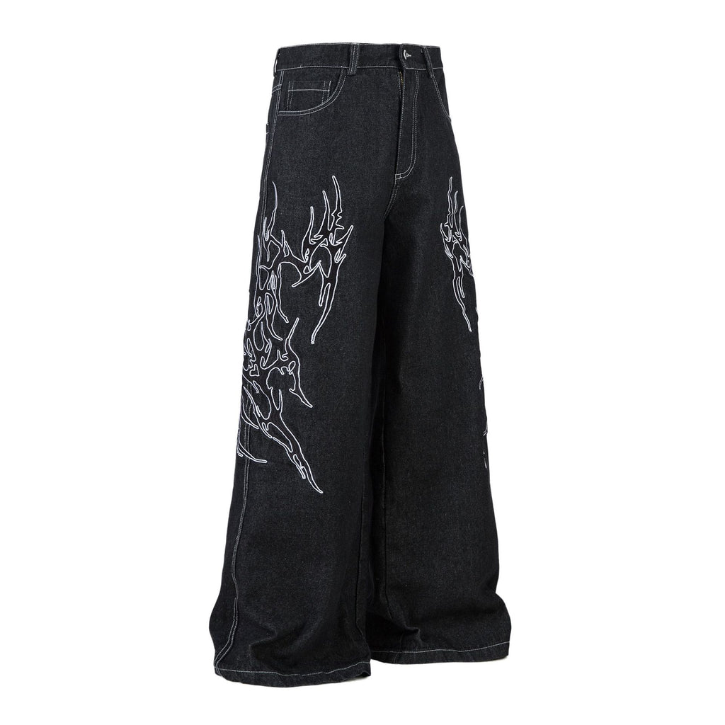 Retro Embroidered Denim Baggy Jeans