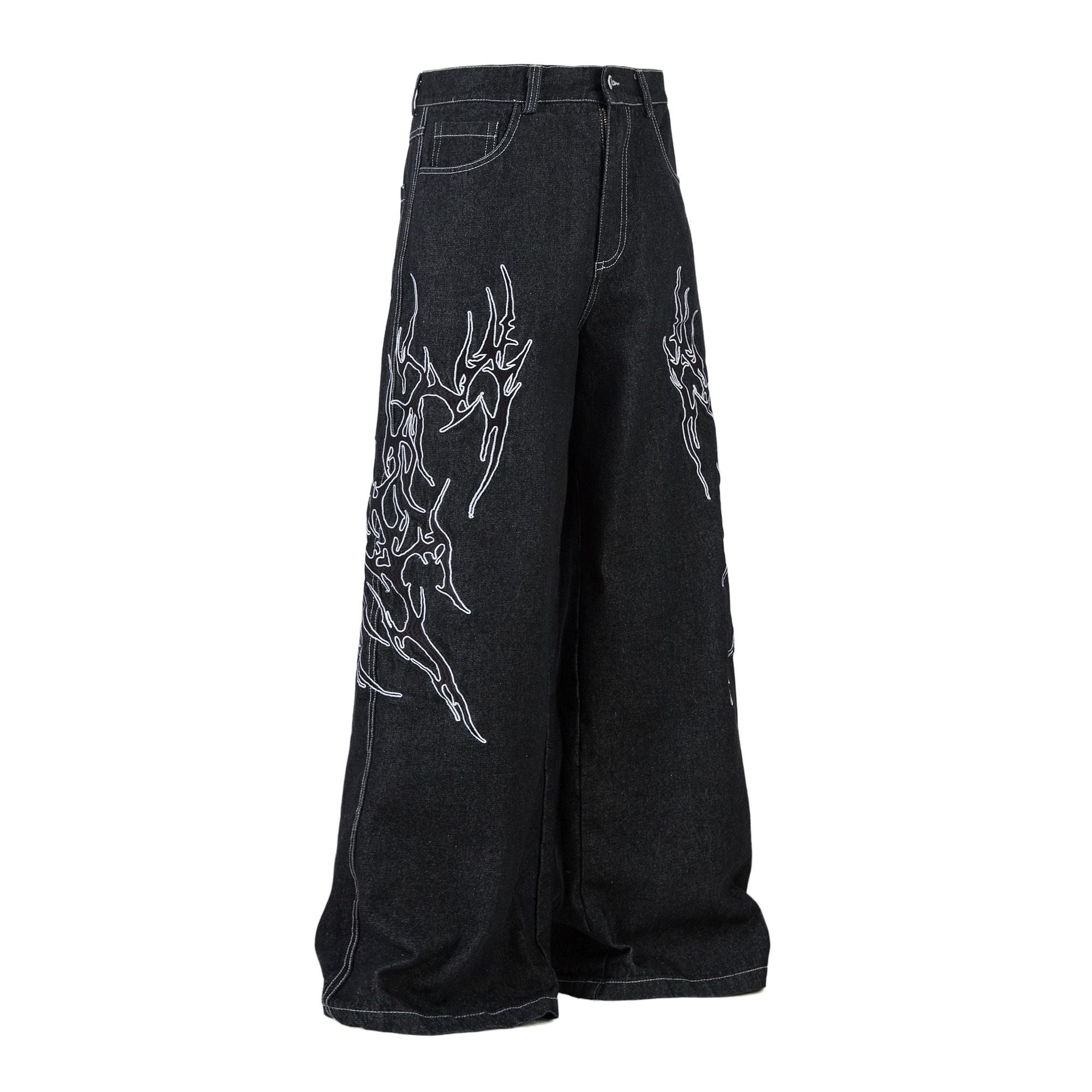 Retro Embroidered Denim Baggy Jeans