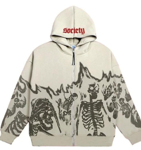 Burned Skull Society Zip Hoodie