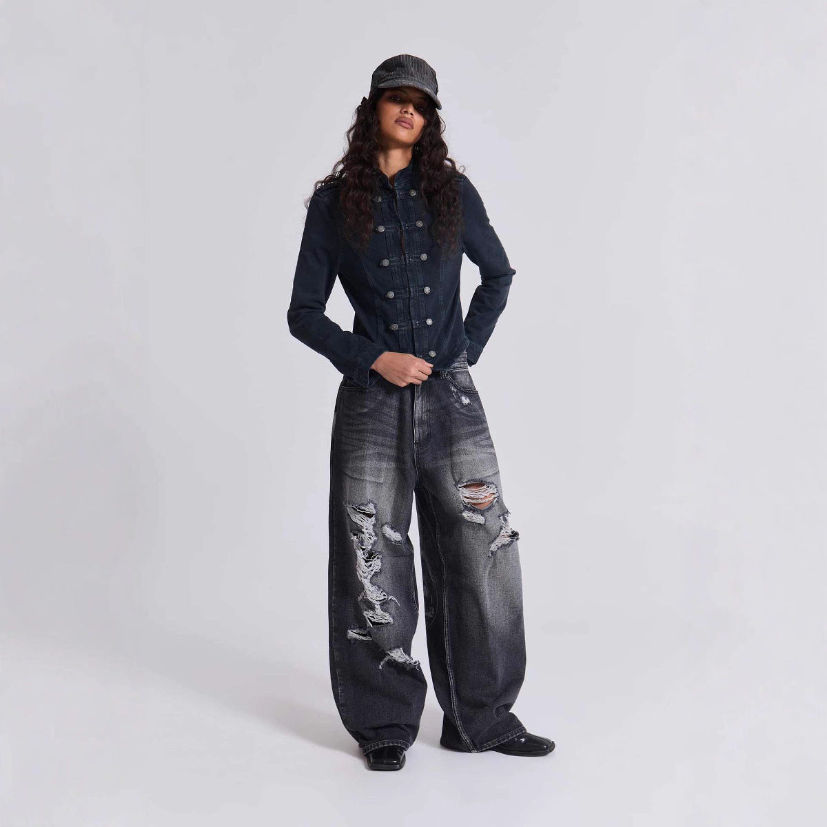 "Angels" Printed Denim Pants