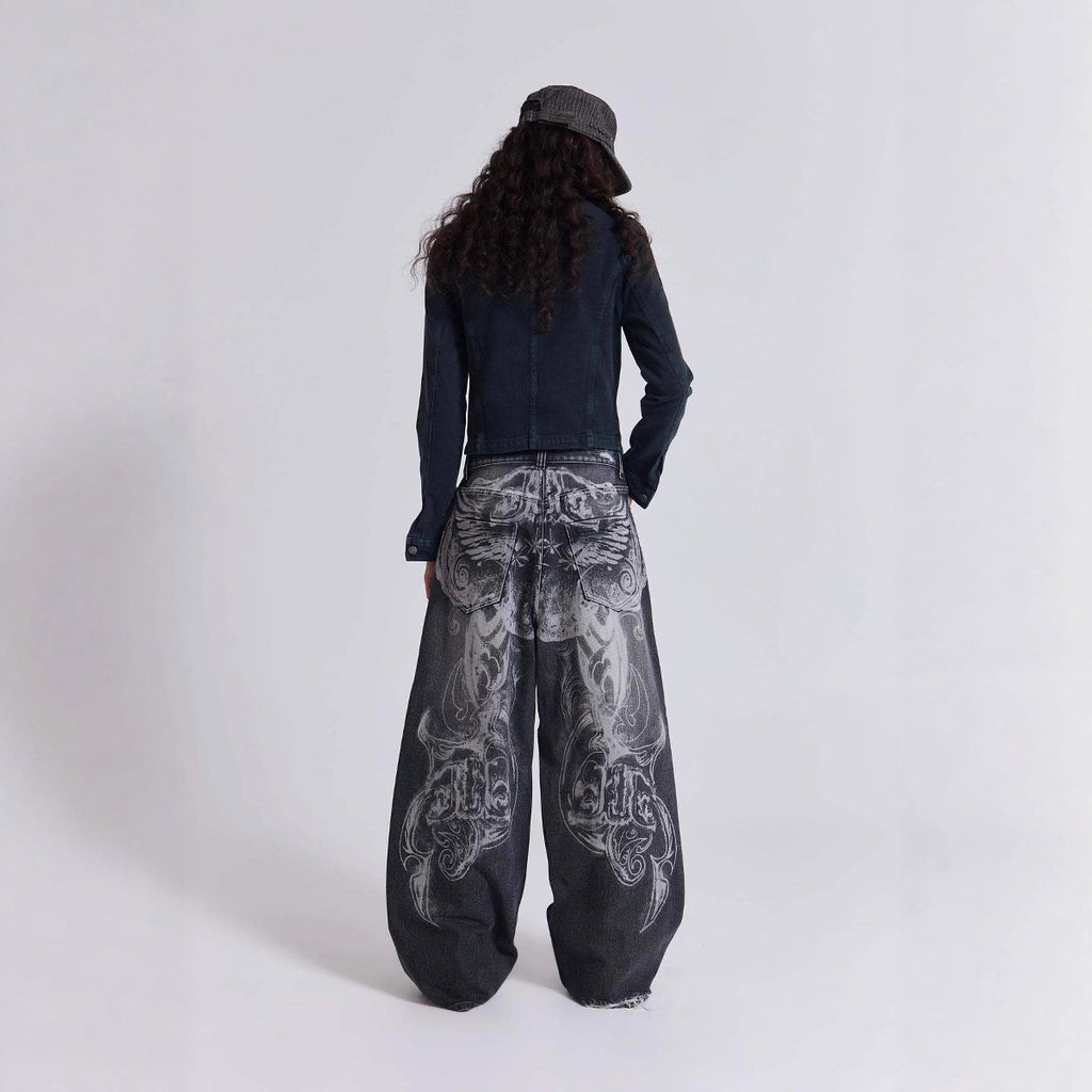 "Angels" Printed Denim Pants