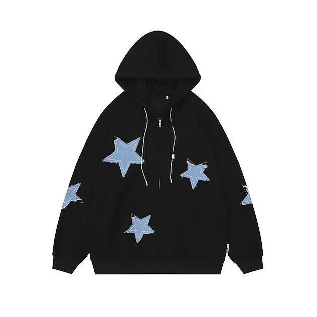 Star Patchwork Zip Hoodie