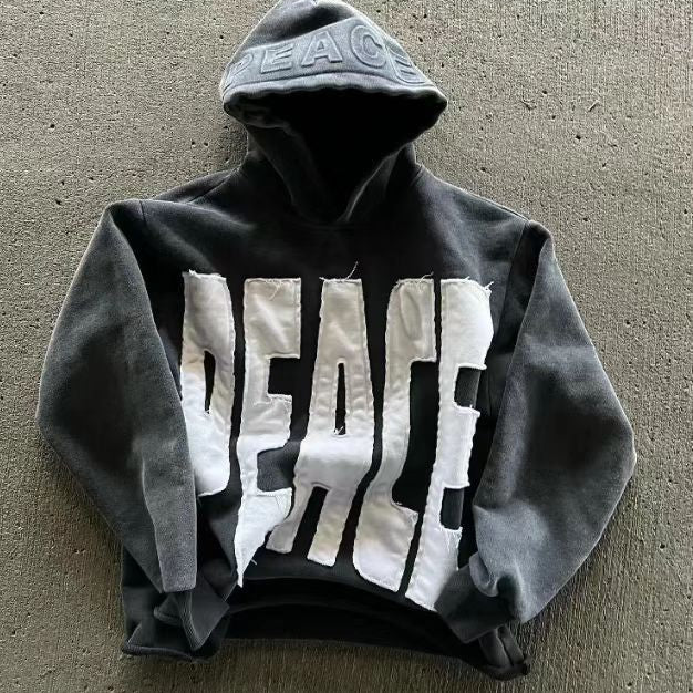 Embroidered PEACE Zip Hoodie