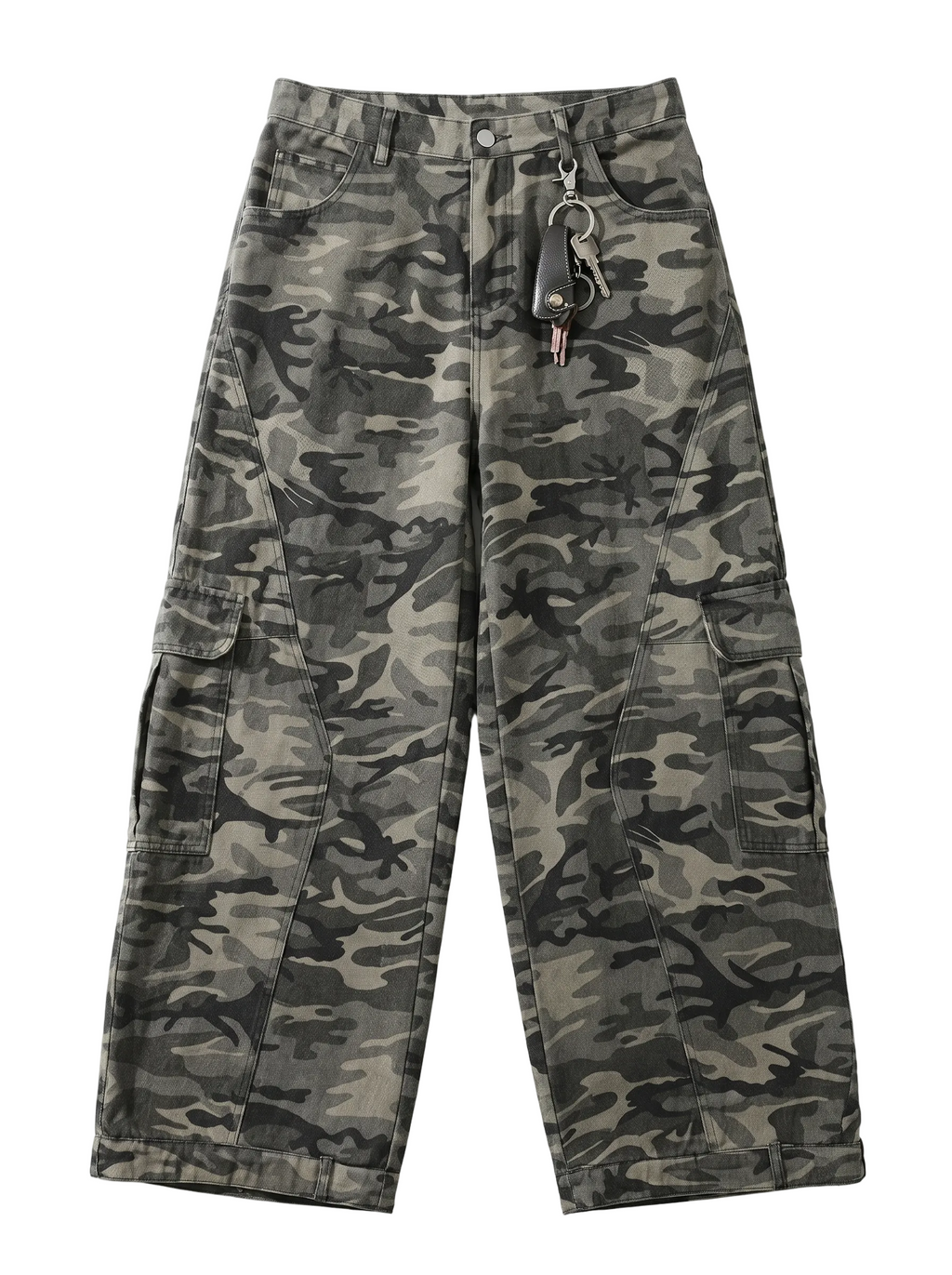 Retro Camouflage Wide-leg Jeans