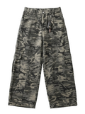 Retro Camouflage Wide-leg Jeans