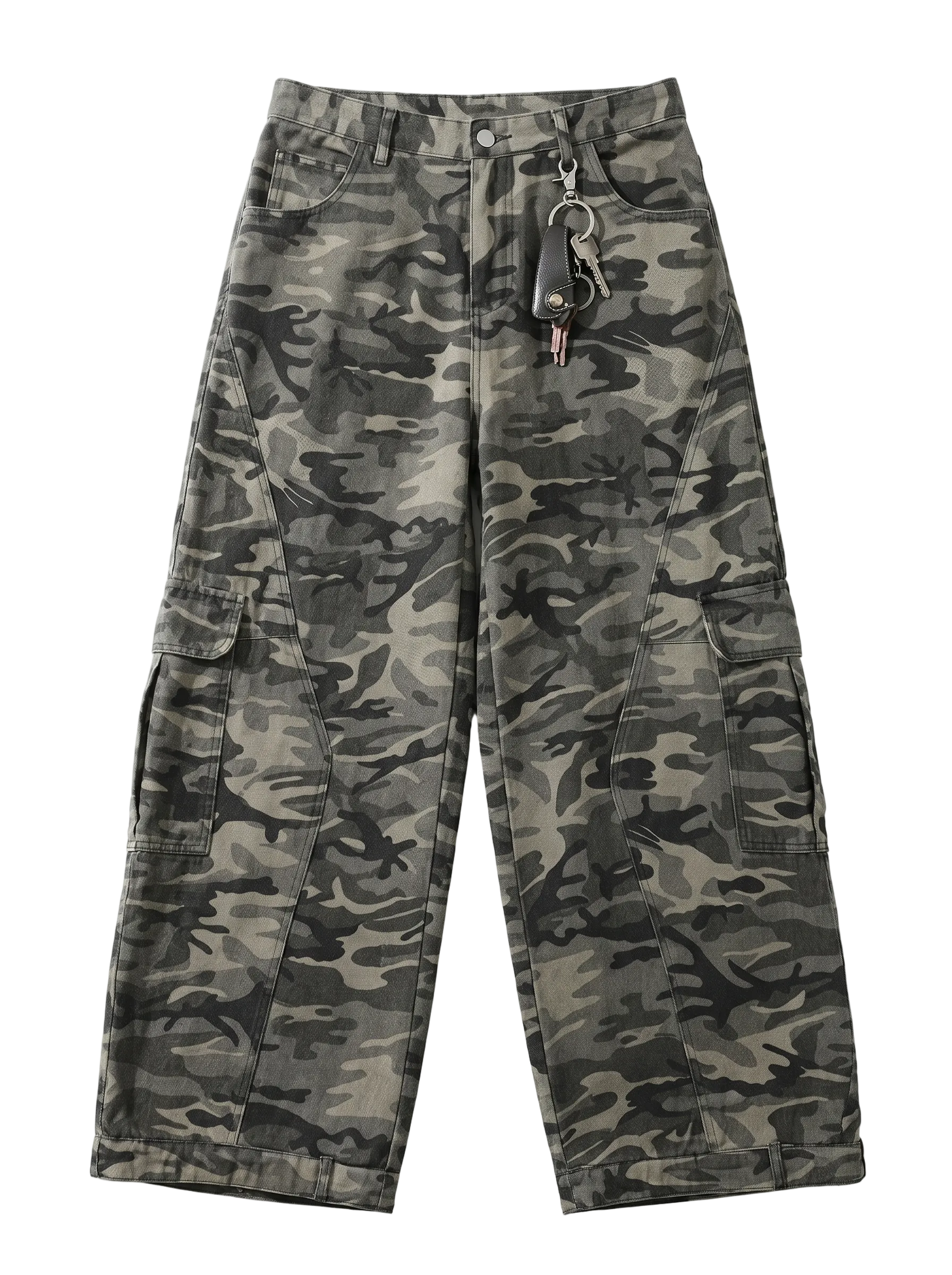 Retro Camouflage Wide-leg Jeans